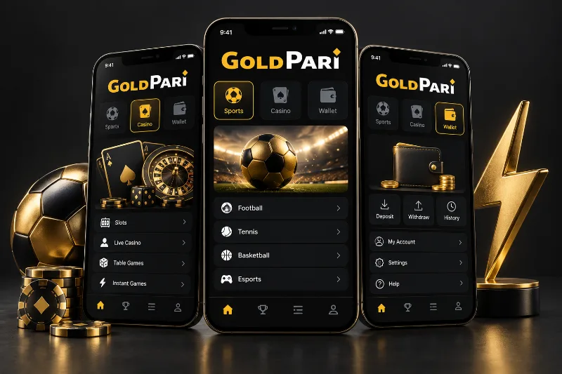 Illustration of Gold Pari sections on a mobile screen